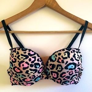 XOXO Extreme Padded Push Up Bra EUC Cheetah Leopard Print Size 34C